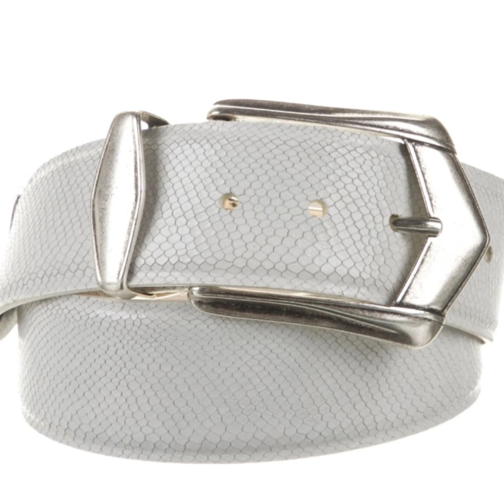 IRO White Leather Belt with Silver Hardware